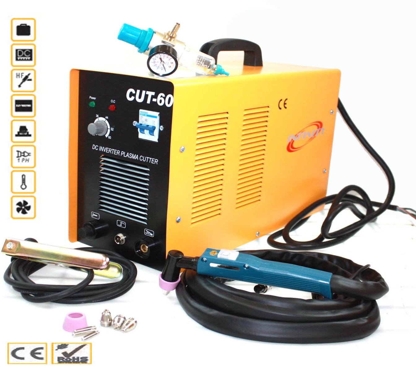 60 Amp 220V Digital Inverter DC Air Plasma Cutter 23mm Cut Machine