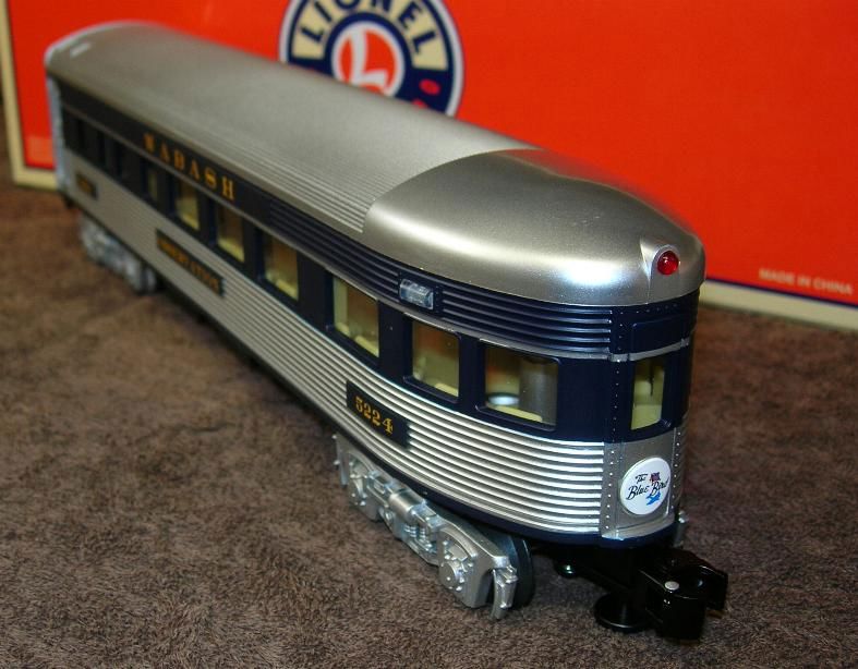LIONEL WABASH BLUE BIRD 3 PASSENGER CAR TRAIN SET O GAUGE STREAMLINER