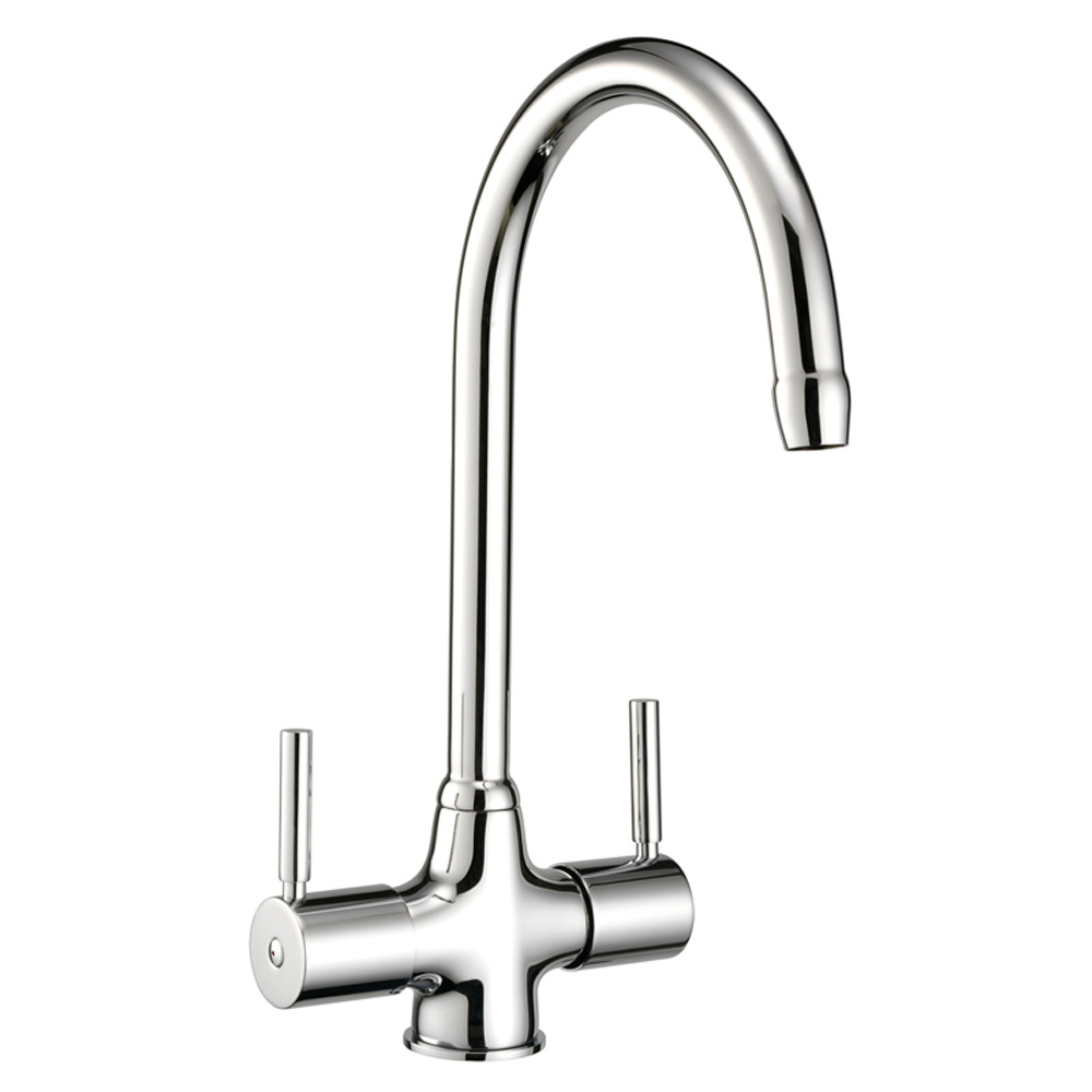 Reginox Thames Chrome Contemporary Twin Lever Kitchen Sink Mixer Tap