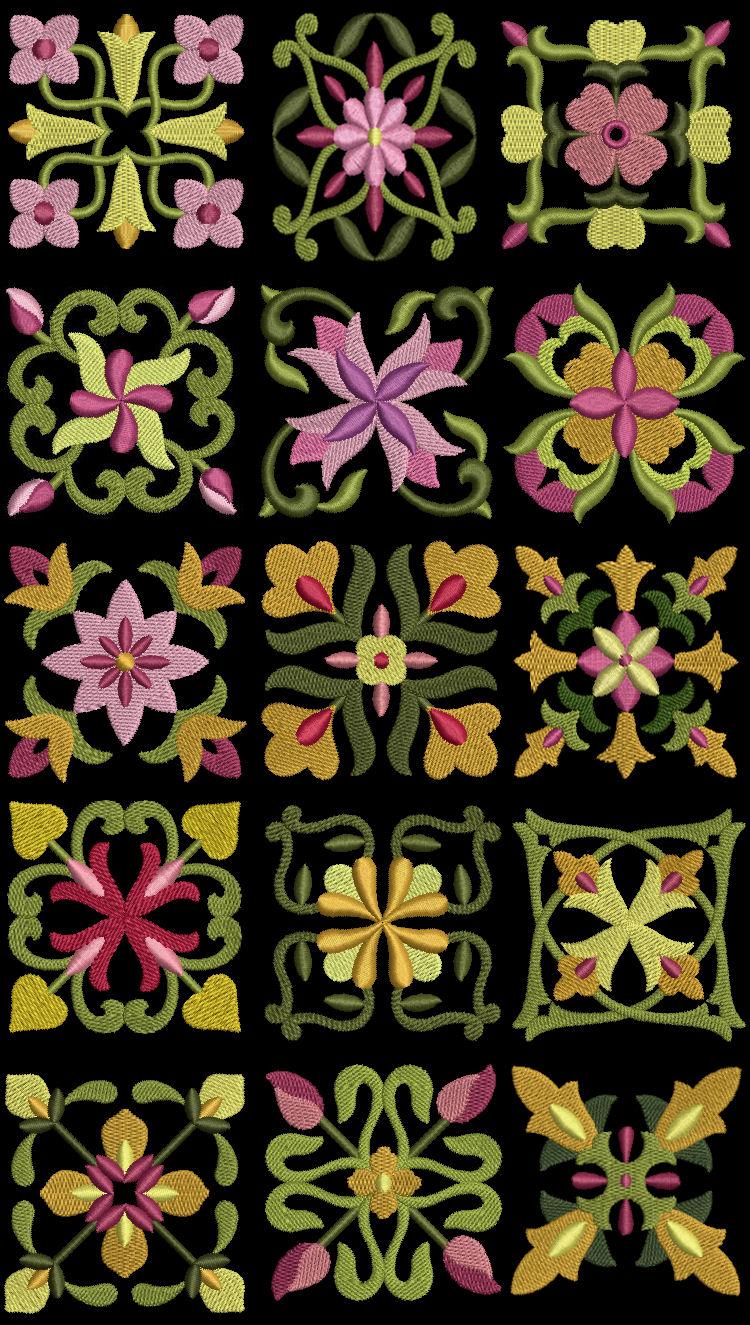 Baltimore Floral Quilt Blocks 2 Machine Embroidery Designs CD 4x4 Brother etc
