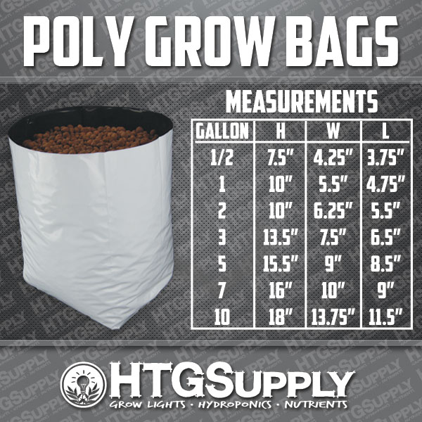 GROW BAGS Black and White Poly Plastic 1/2/3/5/7/10 gallons 10/25/50