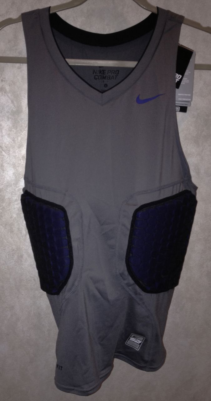 Mens Nike Pro Combat Vis Deflex Padded Grey Blu Basketball Compression Shirt Top eBay