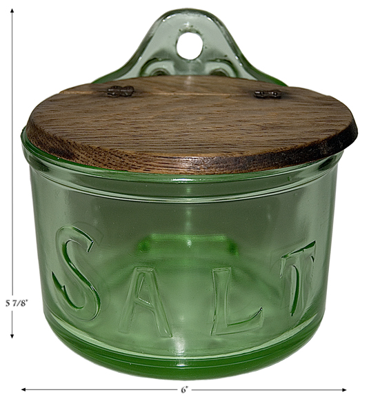 RARE Green Depression Glass Round Embossed Salt Box / Possibly