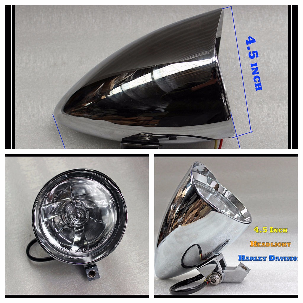 NEW SILVER BILLET HEADLIGHT HARLEY DAVIDSON XL DYNA CHOPPER BOBBER