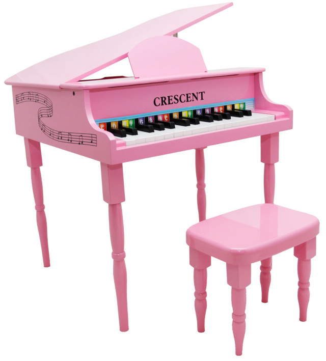 New Crescent 30 Keys PINK Baby Toy Grand Piano with Bench for Kids age