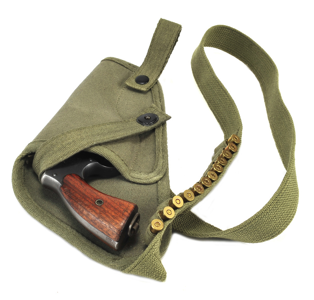 US M3 Victory Revolver Pilots Canvas Shoulder Holster with Shell loops