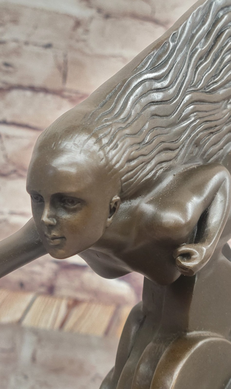 Sign Riviere Nude Swimmer Swim Girl Bronze Sculpture Art Deco Sport