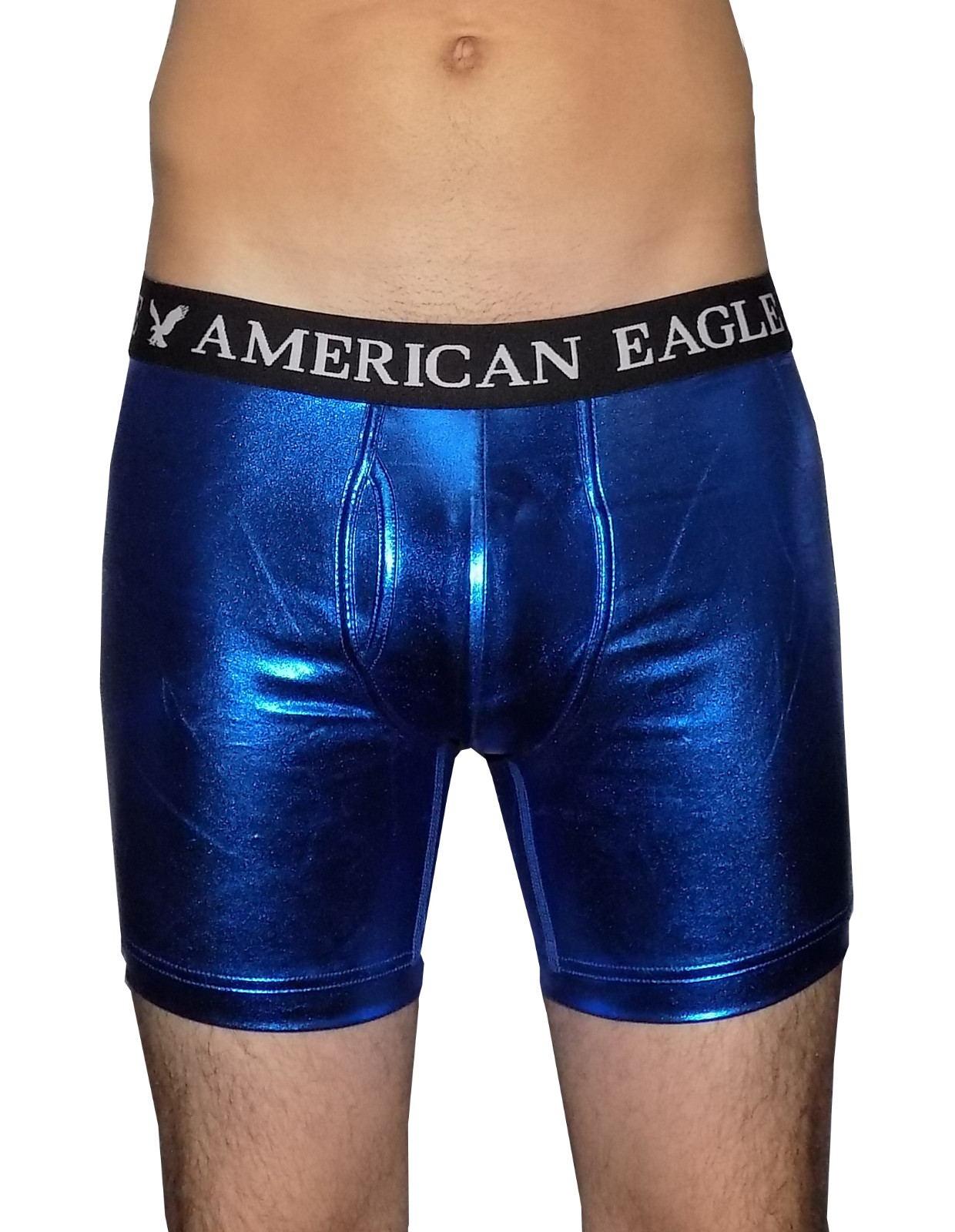 AMERICAN EAGLE BLUE METALLIC BOXER BRIEF TRUNK POLY/SPANDEX NWT MEDIUM