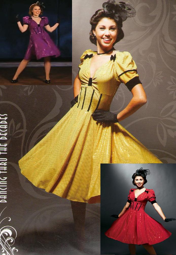 Gold IN THE MOOD Swing Dress,Gloves,Hat Dance Costume Dancewear Child