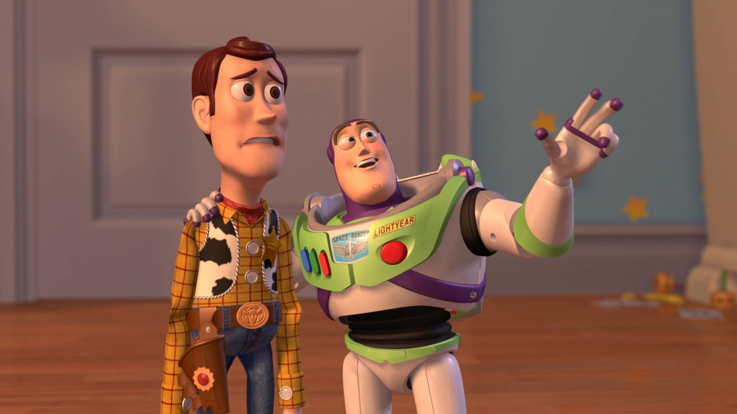 Woody And Buzz Lightyear Everywhere Widescreen Meme Generator(03)