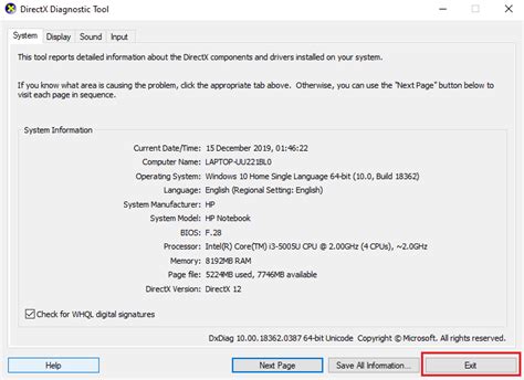 4- من خلال تشخيص Directx