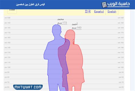 Calc-web.com لقياس فرق الارتفاع بين شخصين