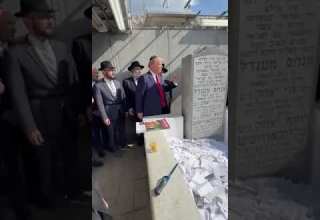 President Trump At Lubavitcher Rebbe Tombstone In Queens NY