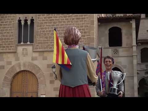 Barcelona Fans And President Offer Trophies To The Virgin Mary Of Montserrat