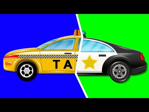 Police Car And Taxi Garage Car Cartoon Video For Kids