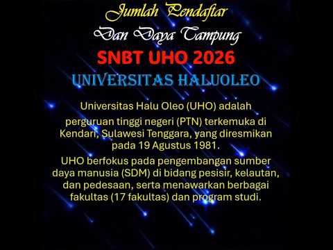 SNBT UHO 2026 Jumlah Pendaftar Dan Daya Tampung Universitas Haluoleo Kendari
