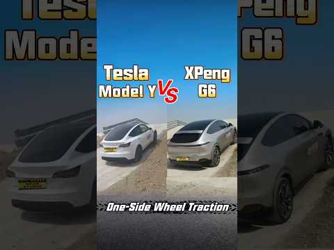Tesla Model Y VS XPeng G6 One Side Wheel Traction Tesla Offroad Suv Tesla Model Y VS XPeng G6 One Side Wheel Traction Tesla Offroad Suv