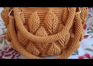 شنطة كروشيةروعة ورق الشجر 3d الجزء الأول Bag Crochet