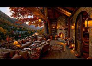  Autumn Mountain Cabin By The River Smooth Jazz Cozy Fireplace Books For Work Rest Relaxation