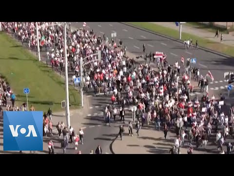 Tens Of Thousands Protest Against President Lukashenko In Belarus Capital