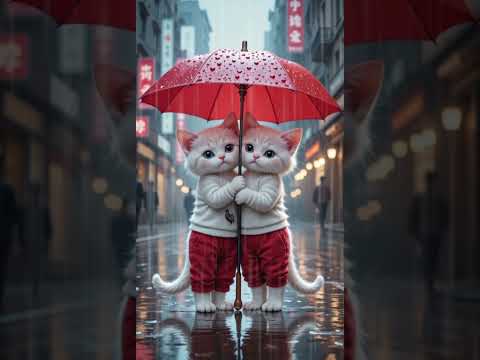 Cute Cats In The Rain Wearing Adorable Raincoats Meow Meow Sad Song Shorts Kitten