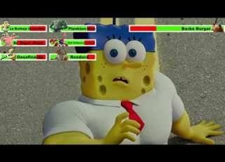 Bob Esponja Un Héroe Fuera Del Agua 2015 Pelea Final Con Barras De Vida