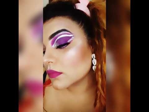 Transformation DRAMATIC EYE MAKEUP PURPLE ART GLITTERY MAKEUP TRENDING TRANSFORMATION SHORTS