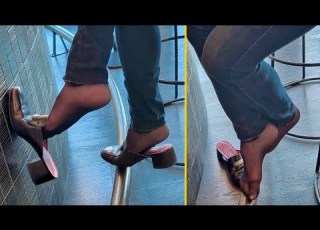  Relaxing With A Vesper EXCERPTS Public Shoeplay Dangling Nylon Feet Shoes Off