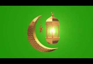 Ramadan 4K Crescent And Lantern فانوس رمضان وهلال كروما هلال رمضان خلفية خضراء للمونتاج