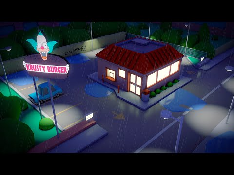Krusty Burger At Night THE SIMPSONS Rain Ambience Lofi Hip Hop Beats