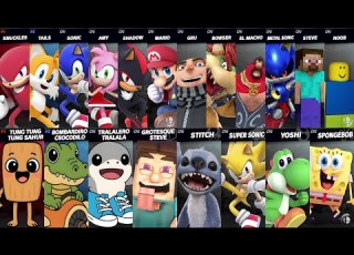  Sonic Vs Mario Vs Yoshi Vs Italian Brainrot Grotesque Steve Stitch Croco Super Smash Bros Ultimate