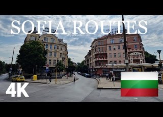 Morning Summer Walk Sofia Bulgaria Eagles Bridge To The Romanian Embassy 4K 60 FPS