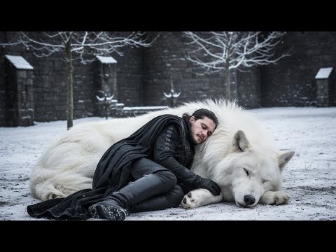 جون سنو والذئب بتاعه بيحاربو جيش الهمج عشان ينقذو بلدهم و يدافعو عن الضعفاء لعبه العروش الموسم 4