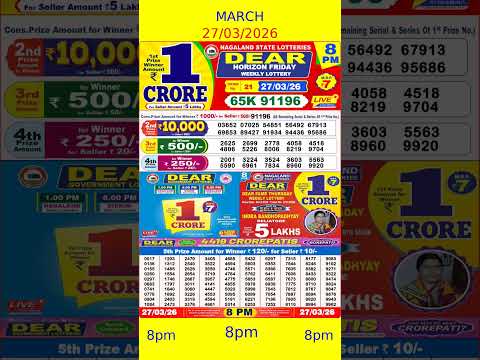 27 03 2026 8pm Nagaland State Dear Lottery Result Live Dear Morning Day Night Result Shorts