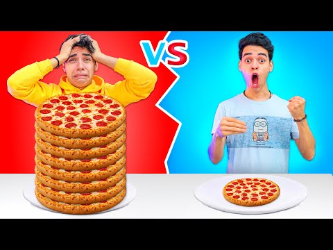 تحدي صغير ضد كبير مع الاطعمة العملاقة لمدة ٢٤ ساعة