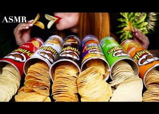 ASMR EATING PRINGLES 6 FLAVOURS HOT SPICY TOM YUM CHEESE PIZZA ORIGINAL SOUR CREAM ONION