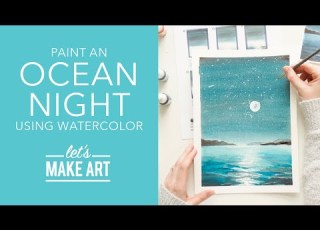 Let S Paint An Ocean Night Watercolor Landscape Art Tutorial By Sarah Cray Of Let S Make Art