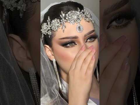 مكياج عروس فخم سموكي دخاني بالوان قوية العنابي مع البني الغامق مع جليتر لامع وطريقة تكبير العيون