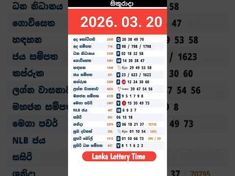 2026 03 20 අද ද න ස යල ම ල තර ය ප රත ඵල NLB DLB Today All Lottery Results Dlb Nlb Dlb News