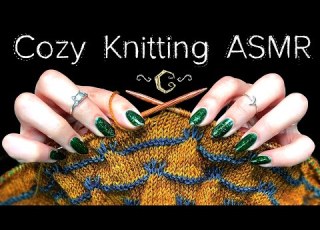 ASMR Cozy Autumn Knitting Soft Spoken Yarn And Wood Sounds Tapping Scratching