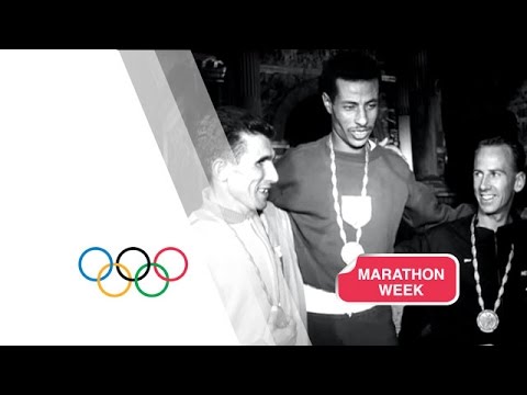 Abebe Bikila Wins Marathon Gold Running Barefoot Rome 1960 Olympics