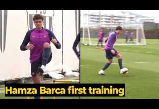 بدأ حمزة عبد الكريم أولى جلساته التدريبية مع برشلونة شاهدوا مهاراته