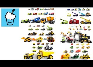 Construction Vehicles Collection Loader Excavator Concrete Mixer Bulldozer Crane