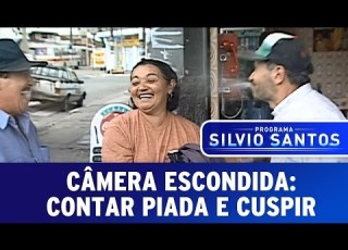 Hidden Camera Telling A Joke And Spitting