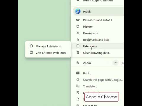 Google Chrome Manage Extensions
