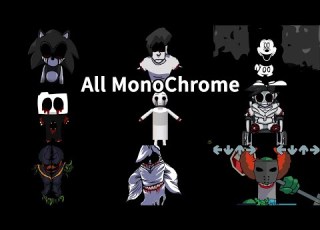  Friday Night Funkin All MonoChrome Mods Tricky Sonic Shaggy Zardy Mouse Baldi Minus Remix
