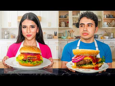 تحدي طبخ البرجر مع أخويا أبناء نبيل في المطبخ