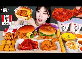 ASMR MUKBANG كنتاكي برجر بلاك ليبل فول إن تشيز برجر زنجر برجر دجاج أصابع جبن