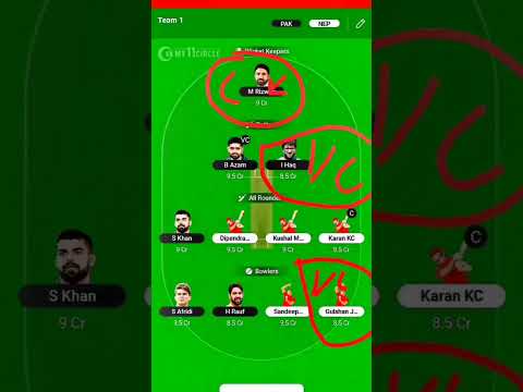 PAK Vs NEP Fantasy Team Studio YouTube Studio Video