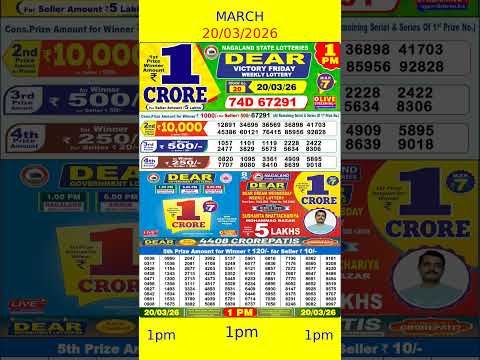 20 03 2026 1pm Nagaland State Dear Lottery Result Live Dear Morning Day Night Result Shorts